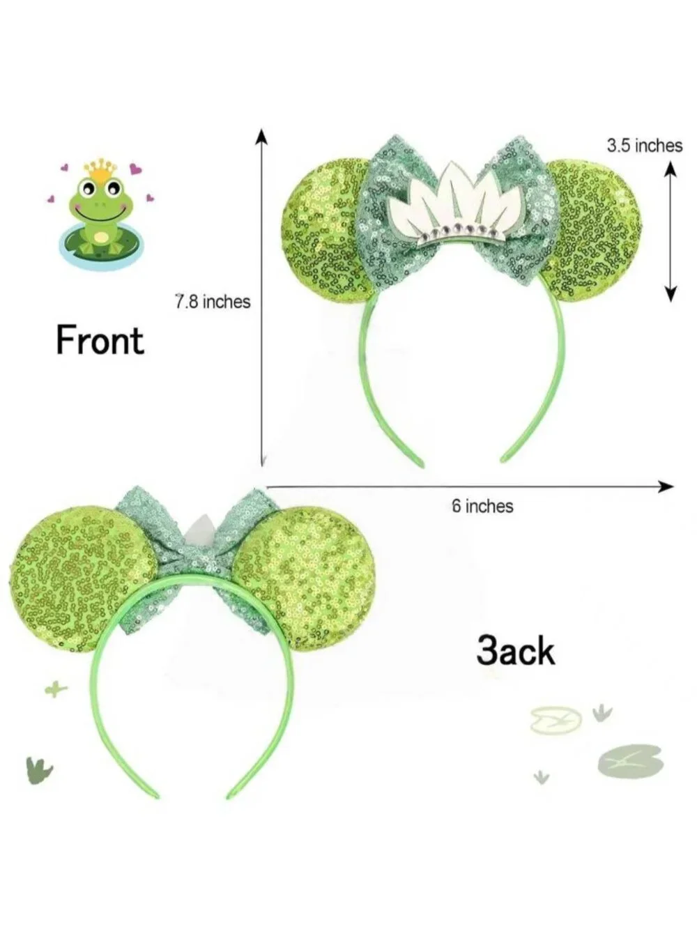 Women green cloth Hair Handmade Mickey Mouse Costume Headband